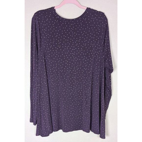 Lane Bryant Swing Collection Flowy Long Sleeve Knit Top Purple Dot 18/20 - Picture 5 of 10